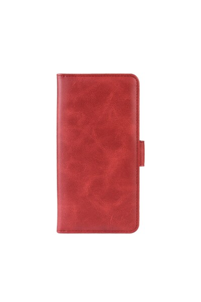 REDz Accessories Husă din piele cu cataramă, compatibilă cu Samsung M10, roșie, model cu două fețe, bani, fotografii