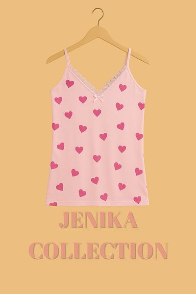 JENİKA Women's Tank Top with Patterned Cotton Rope Straps