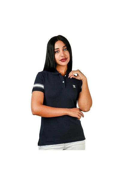 Giordano Women's Bold Embroidery Cotton Pique Polo - Slim Fit, Short Sleeve