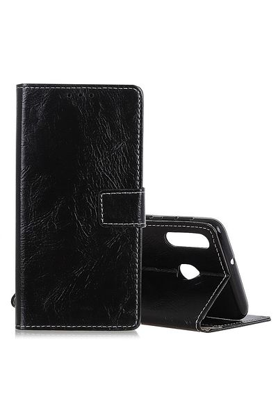 REDz Accessories Flip Cover Case, For Samsung M30, Black, Retro Crazy Horse Texture, Wallet Function