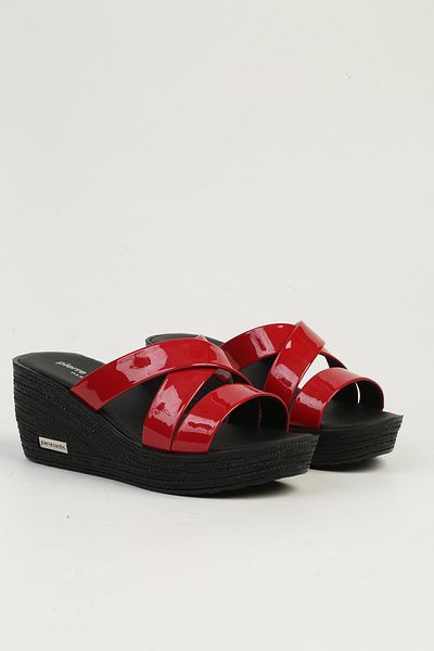 Pierre Cardin Red Patent Leather Women's Slippers Pc-7476
