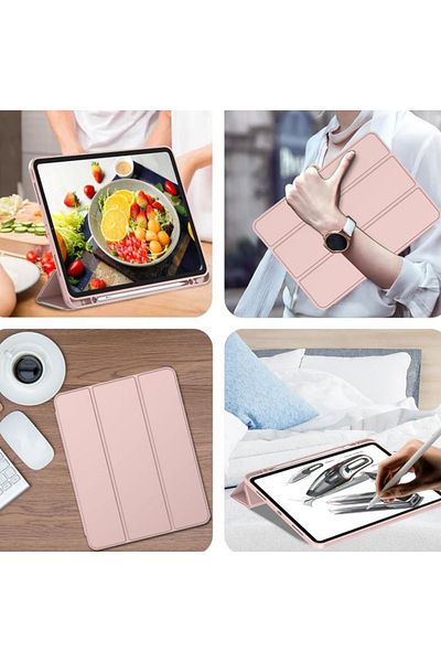 REDz Accessories Husă tip carte cu suport pentru stilou pentru Apple iPad Pro 11" (2018-2022), protecție completă, pliabilă, roz