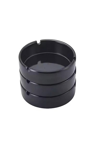 Generic طقم منفضة سجائر أسود 4 قطع 14 سم