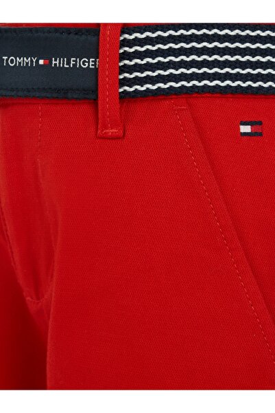 Tommy Hilfiger Boys Burgundy Belted Chino Shorts