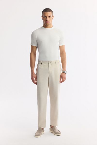Avva Men's Beige Side Pocket Lightweight Lyocell Fabric Trousers A51Y3217
