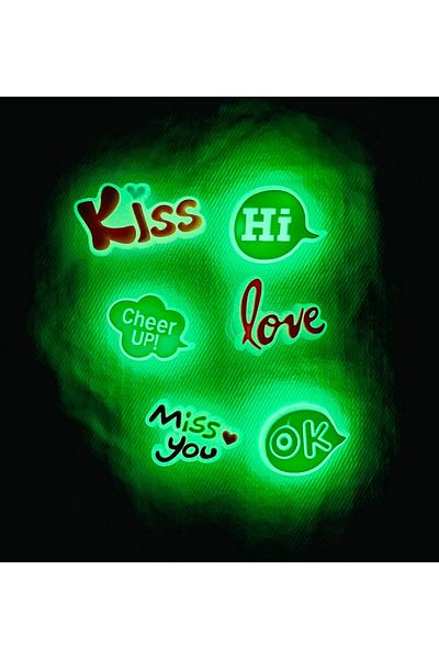 Gift Moda Crocs Jibbitz Highlighter Slipper Ornament 6-Piece Cute Love Series Glow in the Dark