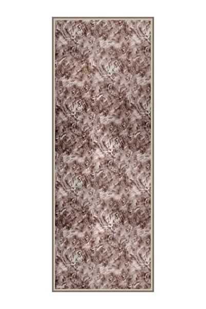 Bursa İpek Brown Brush Pattern Twill Silk Shawl