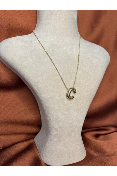 Fam&Co Jewelry Altın Renk Balon Harf Kolye – C Harfi, Şık ve Minimal Tasarım