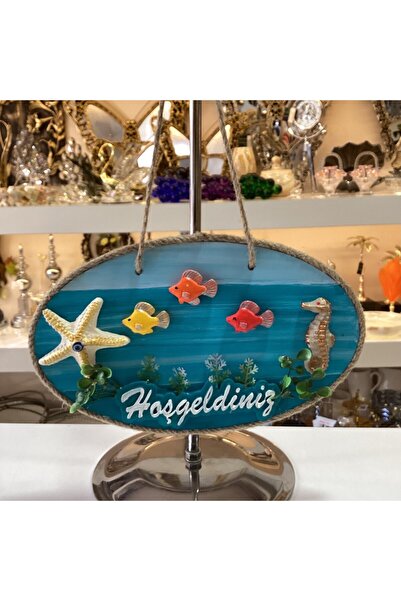 Gold home design Deniz Yıldızı Desenli Hoşgeldiniz Yazılı Dekoratif Kapı Süsü