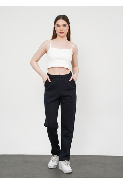Ay Moda Collection بنطال رياضي نسائي بأرجل واسعة مع جيوب داخلية برباط وخياطة ...