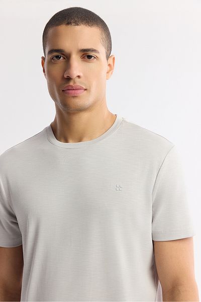 Avva Men's Stone Soft Touch Crew Neck Flared Basic T-Shirt B 001031