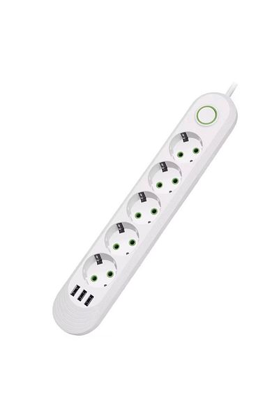 NEXTLY Prelungitor Cu 5 Prize Si 3 Porturi Usb , Intrerupator, Suport De Agatare, Rezistent