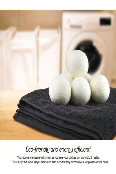 SMARTECH Set 6 Bile din Lana 100% pentru Uscator - Natural, Reutilizabil, 6 CM