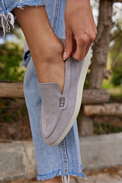 ANGELİNA JONES AMOR ЖІНОЧІ СІРІ РЕАЛЬНІ СУЕТ ЛОАФЕРИ