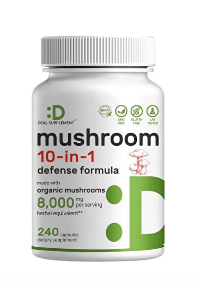 DEAL SUPPLEMENT Organic Mushroom 10 in 1 Defense Formula 8,000 Mg - 240 Capsules