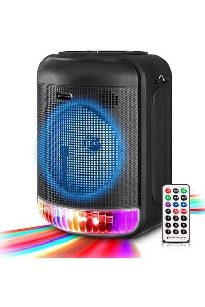 DLC Rechargeable 8" Bluetooth LED Speaker with USB, Aux, Mic Inputs, FM Radio, TWS Stereo Sound, and