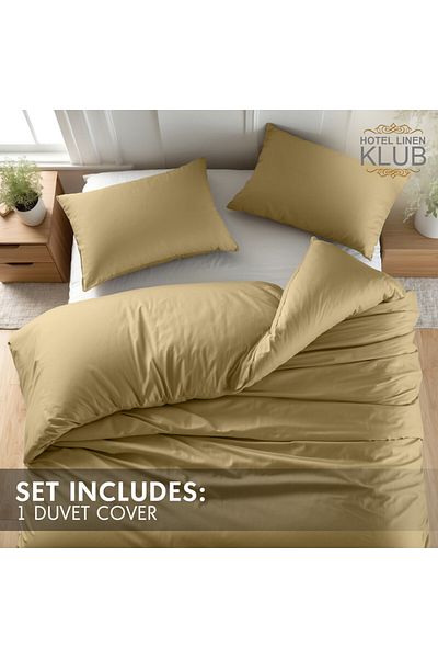 Hotel Linen Klub 3-Piece Duvet Cover Set, 100% Cotton Luxury Sateen, Bronze
