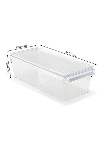 Prima Nova Refrigerator Organizer with Lid Inside Cabinet Organizer Storage Container 360*150*100 mm Transparent 3 Piece