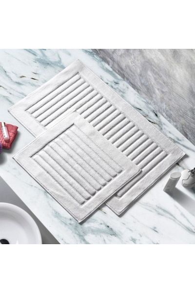 Alanur Home Set 2 Bathroom Rugs Cotton Lines, Alanur Home, Cottonkt 053 Ecru