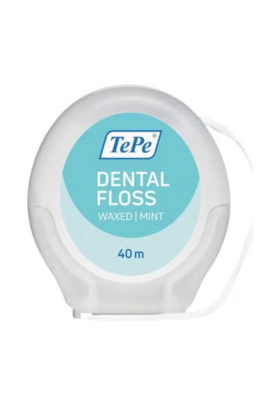 TePe Tippy Waxed Dental Floss Mint Flavor Expands PFAS Free, 40 Meters