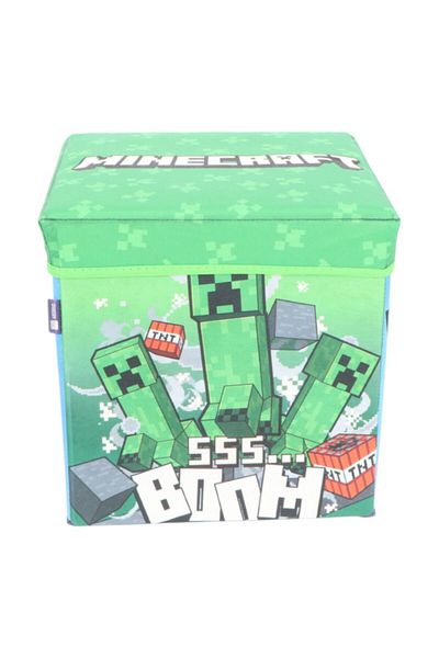 MINECRAFT Foldable Stool with Storage Space, Box Type, Multicolor, Max 80 kg, 30x30x30 cm, Minecraft