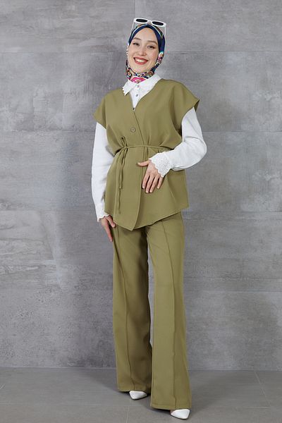 DPARİS Costum din două piese cu cravată în talie