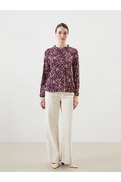 LC Waikiki Bluză pentru femei LCW Grace Plum cu guler floral