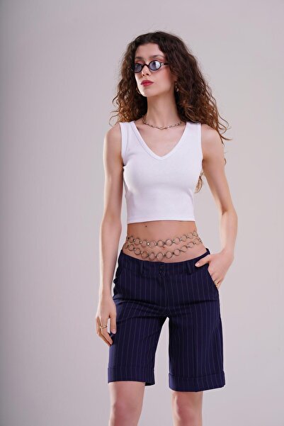 AFLOOW Women's White V-Neck Ribbed Crop Top Tank Top – Timeless and Stylish Basic Piece