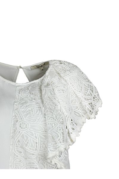 KAMEYA Ecru Blouse with Lace Detail