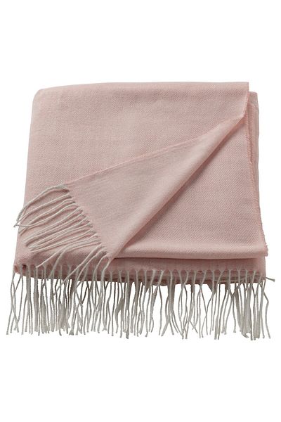 IKEA Soft light pink blanket, 120 x 160 cm, comfortable and lightweight decorative blanket with tassel edges