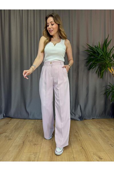 Size Özgü Pink Gold Buttoned Palazzo Trousers