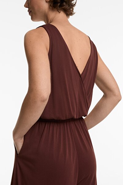 Oysho Floaty Crossover Back Midi Jumpsuit With Modal