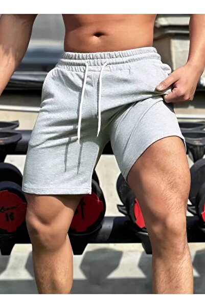 JustBS Pantaloni scurți gri de bază pentru bărbați, cu buzunare