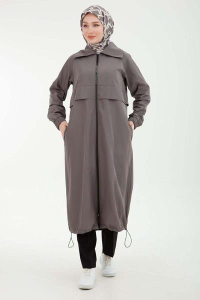 Armine TREND ARMİNE TREND Μανίκια και άκρη της φούστας Ελαστικό ύφασμα αλεξίπτωτου Καπάκι γκρι 24YT703