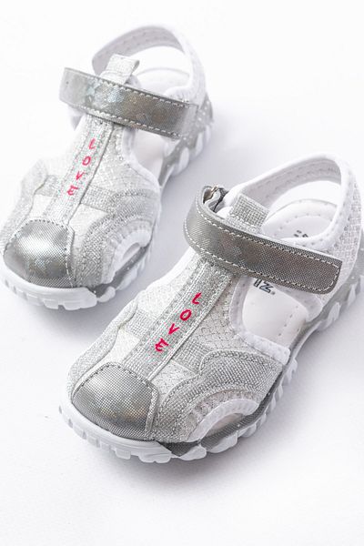 p papuccum ortopedi çocuk ayakkabıları Girl's Silver Closed Anti-Slip Sole Sports Sandals