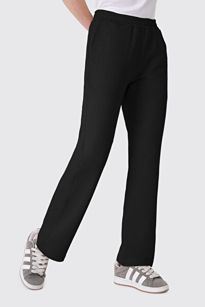 UNIQVIBE Organik Pamuklu Siyah Kadın Straight Fit Eşofman