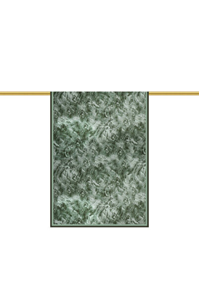 Bursa İpek Army Green Brush Pattern Twill Silk Shawl