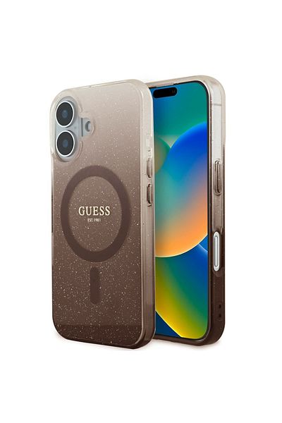 Guess IPhone 16 Plus IML Glitter Gradient MagSafe Case, Guess - Brown