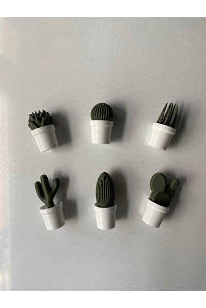 Minimal3D Mini Kaktüs Figürlü Buzdolabı Magnet Seti (6'lı)