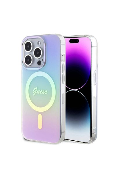 Guess Case For Iphone 15 Pro Max Iml Iridescent Magsafe, - Purple