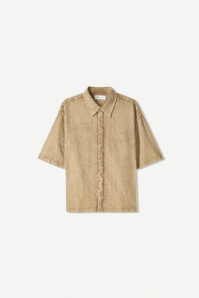 Bershka Pleated boxy fit short sleeve shirt
