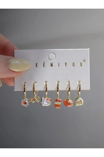 Reorah Collection Orange Hello Kitty Earring Set