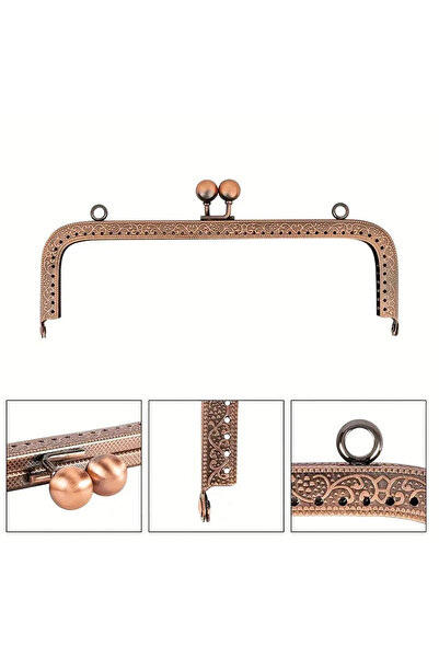 Kardelux Vintage Metal Çanta Sapı- Cüzdan Klipsi- Bursu- 12cm-Dikdörtgen