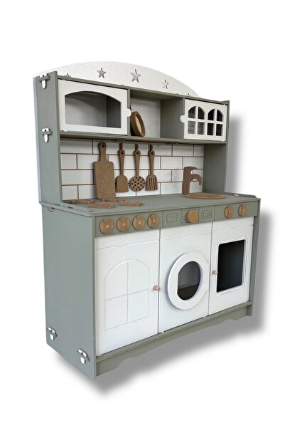 Buradadavar Hobi Ahşap Boyalı Ahşap Oyuncak Mutfak Servis Seti Tabak Ve Spatu...