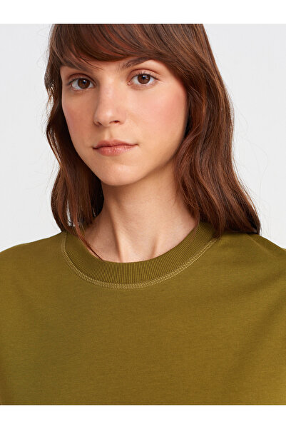 Dilvin 30312 Διακοσμητικό μπλουζάκι με λαιμόκοψη με ραφή-Κόκκινο λαδί