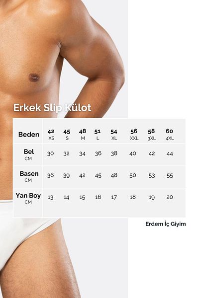 ERDEM İÇ GİYİM Erdem 3-Pece Λευκό Χτενισμένο Βαμβακερό Slip 13003