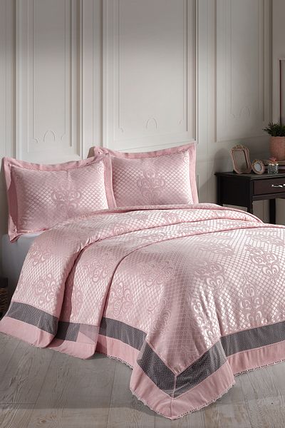 BİRHOME Farah Lace Double Bedspread (Powder)
