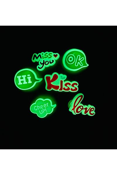 Gift Moda Crocs Jibbitz Highlighter Slipper Ornament 6-Piece Cute Love Series Glow in the Dark