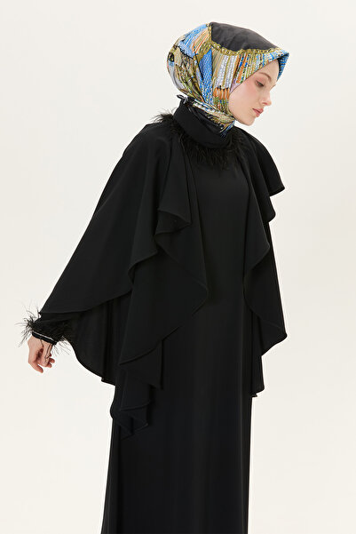 Setrms Otrişli Omuzlarda Pelerin Detaylı Davet Elbise