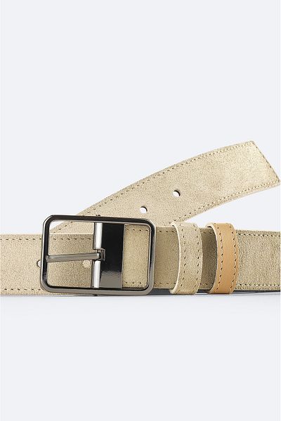 Avva Men's Beige Double Sided Leather/Suede Belt A51Y9300